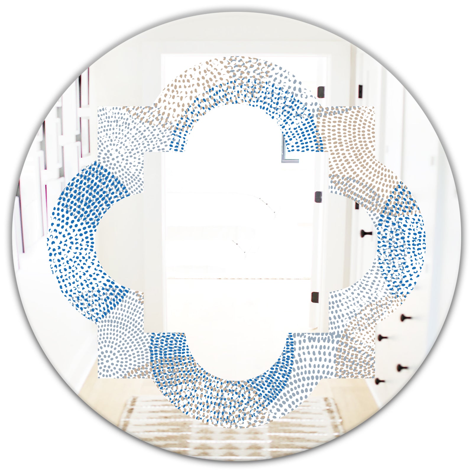 Abstract Retro Design I - Modern Round or Oval Wall Mirror - Quatrefoil