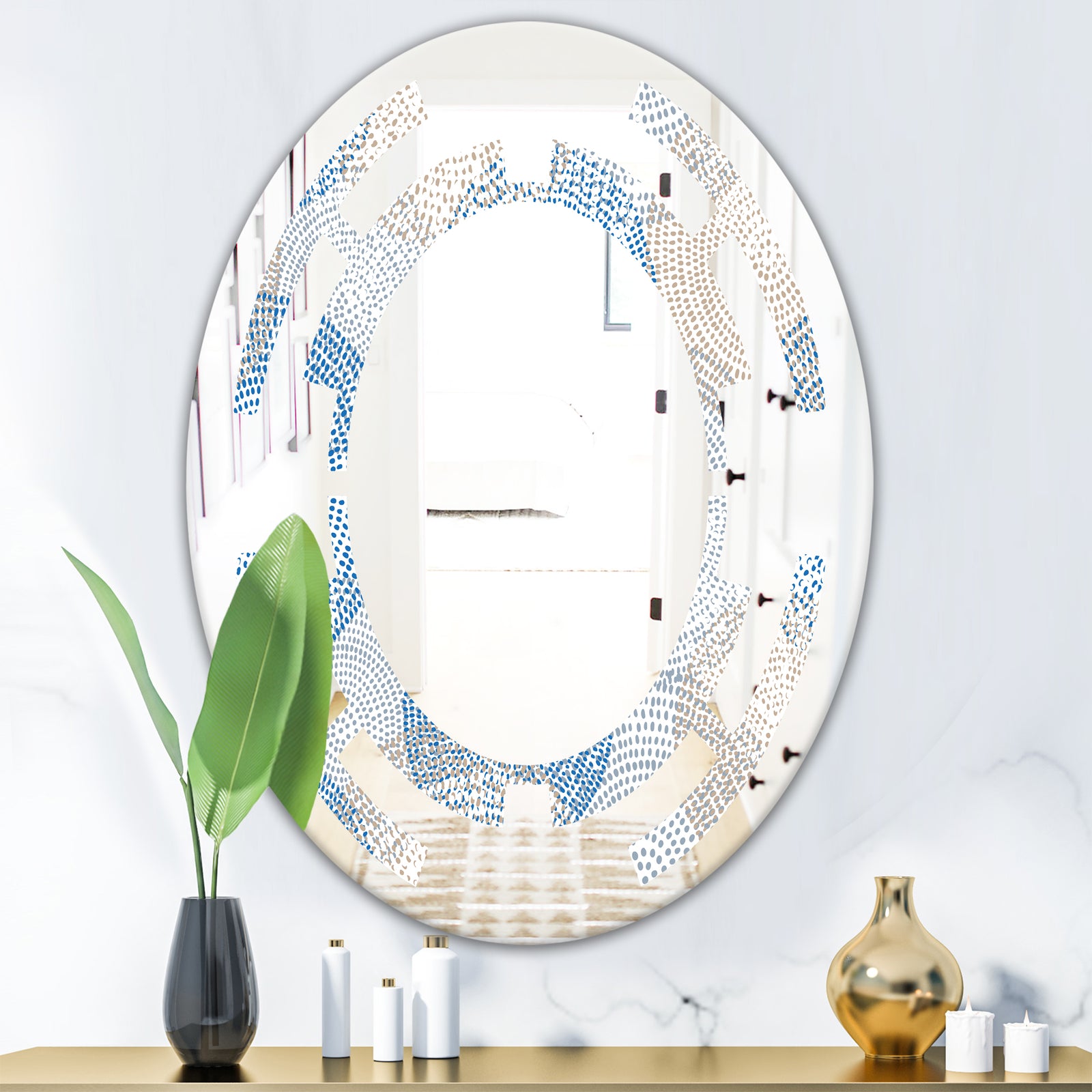 Abstract Retro Design I - Modern Round or Oval Wall Mirror - Space