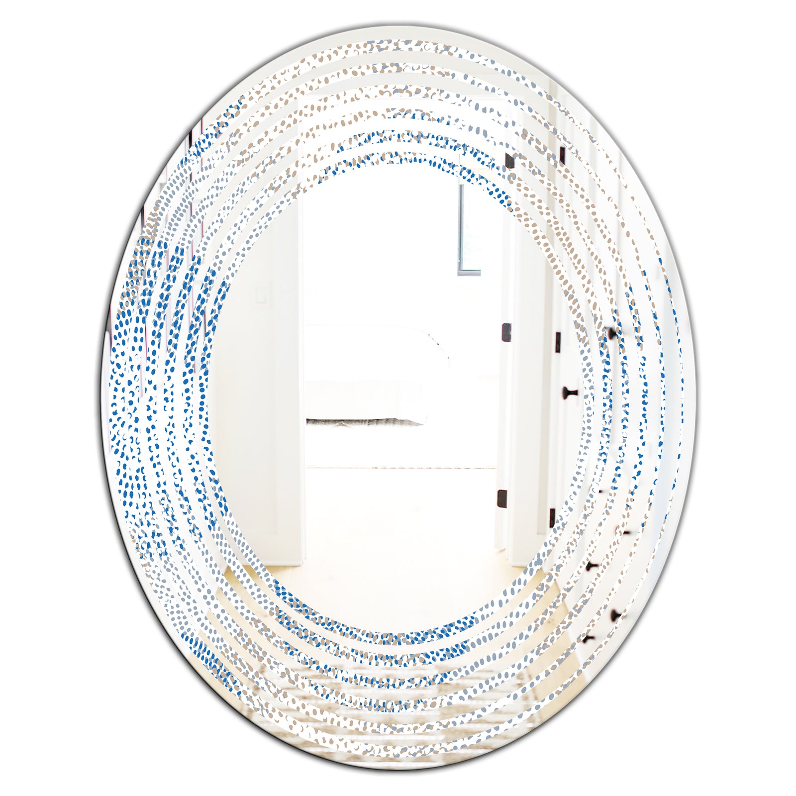 Abstract Retro Design I - Modern Round or Oval Wall Mirror - Wave