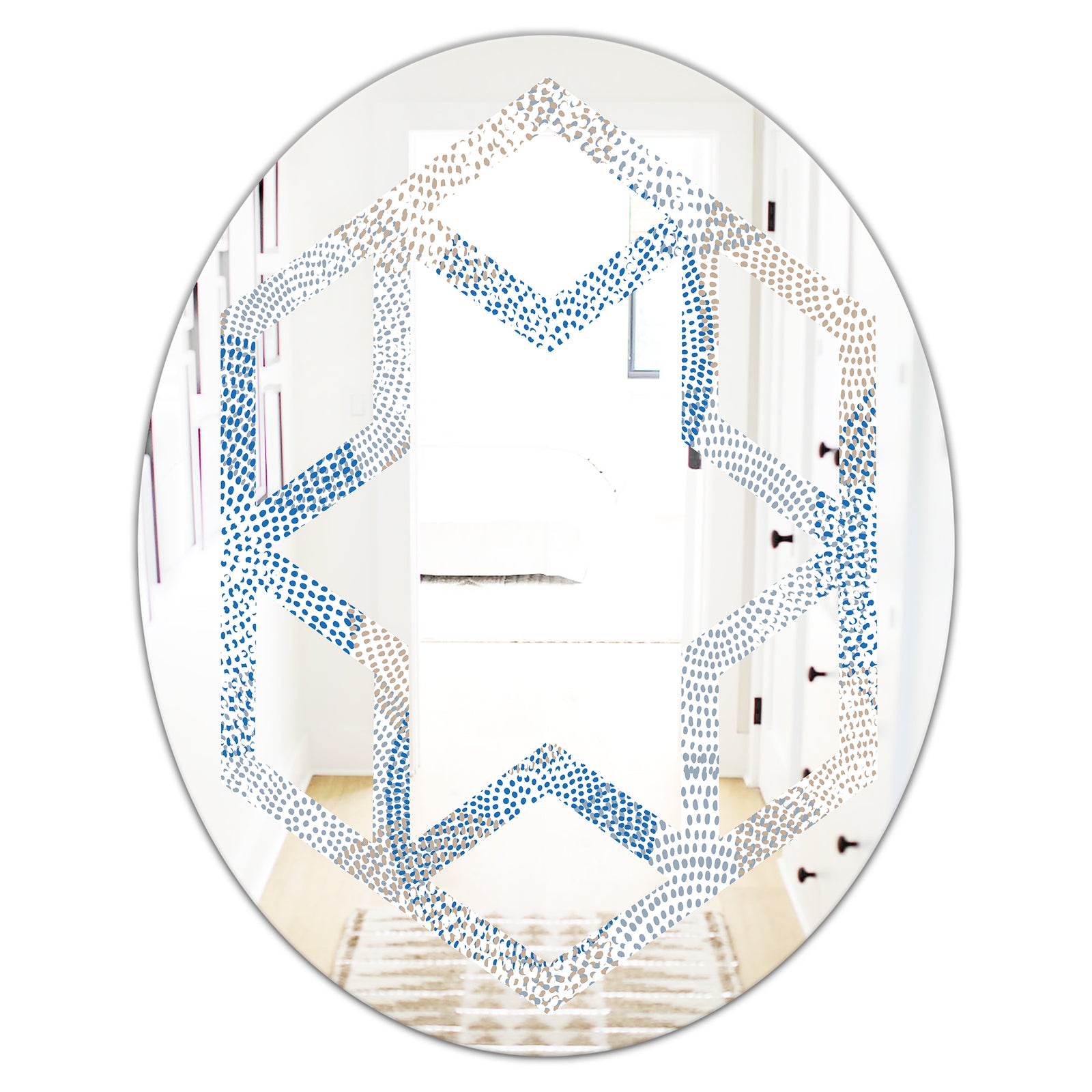 Abstract Retro Design I - Modern Round or Oval Wall Mirror - Hexagon Star