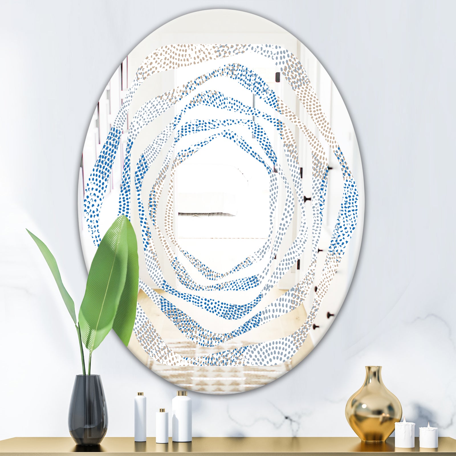 Abstract Retro Design I - Modern Round or Oval Wall Mirror - Whirl