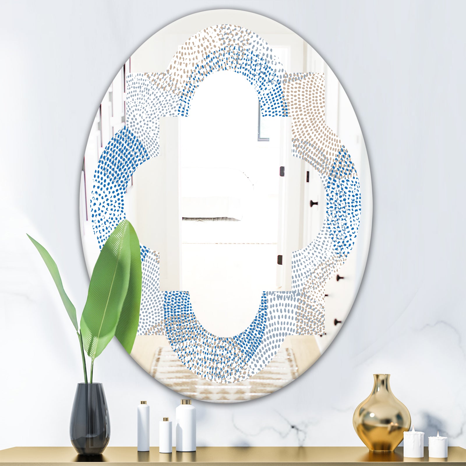 Abstract Retro Design I - Modern Round or Oval Wall Mirror - Quatrefoil