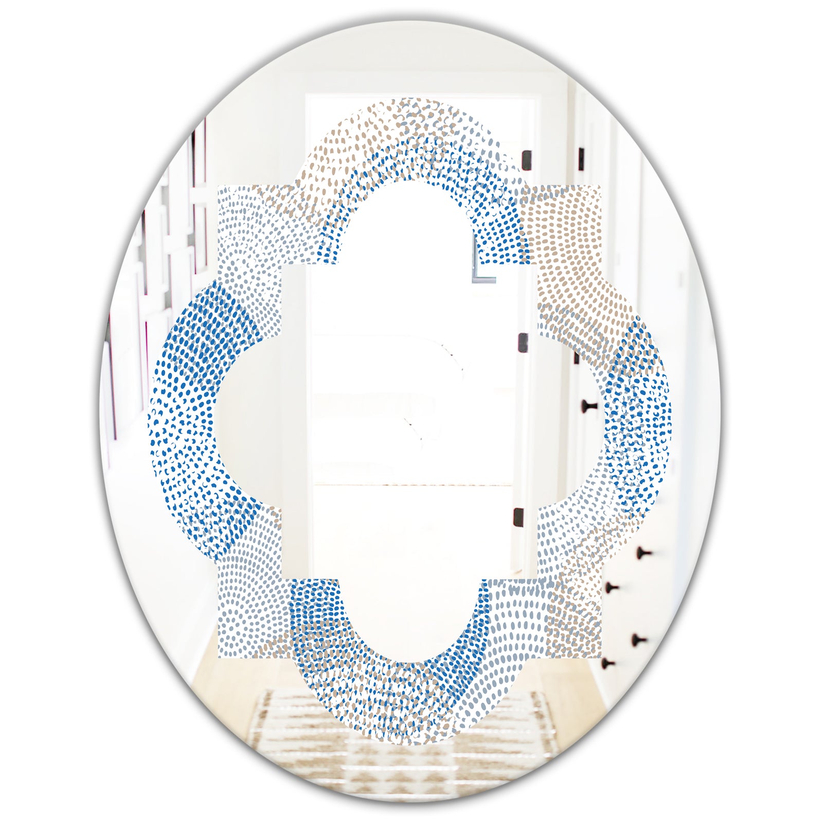Abstract Retro Design I - Modern Round or Oval Wall Mirror - Quatrefoil