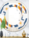 Retro Floral Pattern XI - Modern Round or Oval Wall Mirror - Space