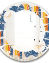 Retro Floral Pattern XI - Modern Round or Oval Wall Mirror - Leaves