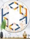 Retro Floral Pattern XI - Modern Round or Oval Wall Mirror - Hexagon Star