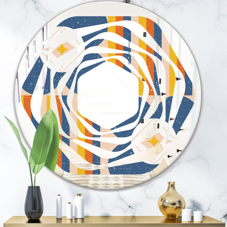 Retro Floral Pattern XI - Modern Round or Oval Wall Mirror - Whirl