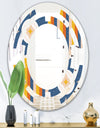Retro Floral Pattern XI - Modern Round or Oval Wall Mirror - Space