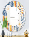 Retro Floral Pattern XI - Modern Round or Oval Wall Mirror - Wave
