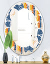 Retro Floral Pattern XI - Modern Round or Oval Wall Mirror - Leaves