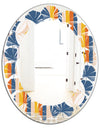 Retro Floral Pattern XI - Modern Round or Oval Wall Mirror - Leaves