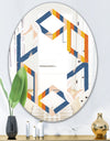 Retro Floral Pattern XI - Modern Round or Oval Wall Mirror - Hexagon Star