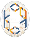 Retro Floral Pattern XI - Modern Round or Oval Wall Mirror - Hexagon Star