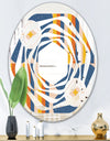 Retro Floral Pattern XI - Modern Round or Oval Wall Mirror - Whirl