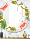 Retro Botanical Pattern I - Modern Round or Oval Wall Mirror - Leaves