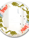 Retro Botanical Pattern I - Modern Round or Oval Wall Mirror - Leaves
