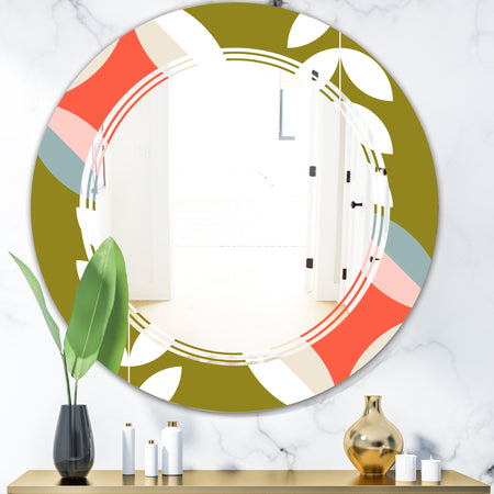 Retro Botanical Pattern I - Modern Round or Oval Wall Mirror - Triple C