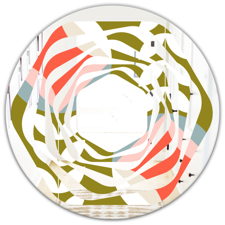 Retro Botanical Pattern I - Modern Round or Oval Wall Mirror - Whirl