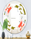 Retro Botanical Pattern I - Modern Round or Oval Wall Mirror - Space