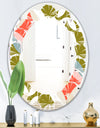 Retro Botanical Pattern I - Modern Round or Oval Wall Mirror - Leaves