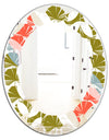 Retro Botanical Pattern I - Modern Round or Oval Wall Mirror - Leaves