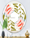 Retro Botanical Pattern I - Modern Round or Oval Wall Mirror - Whirl