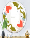 Retro Botanical Pattern I - Modern Round or Oval Wall Mirror - Quatrefoil