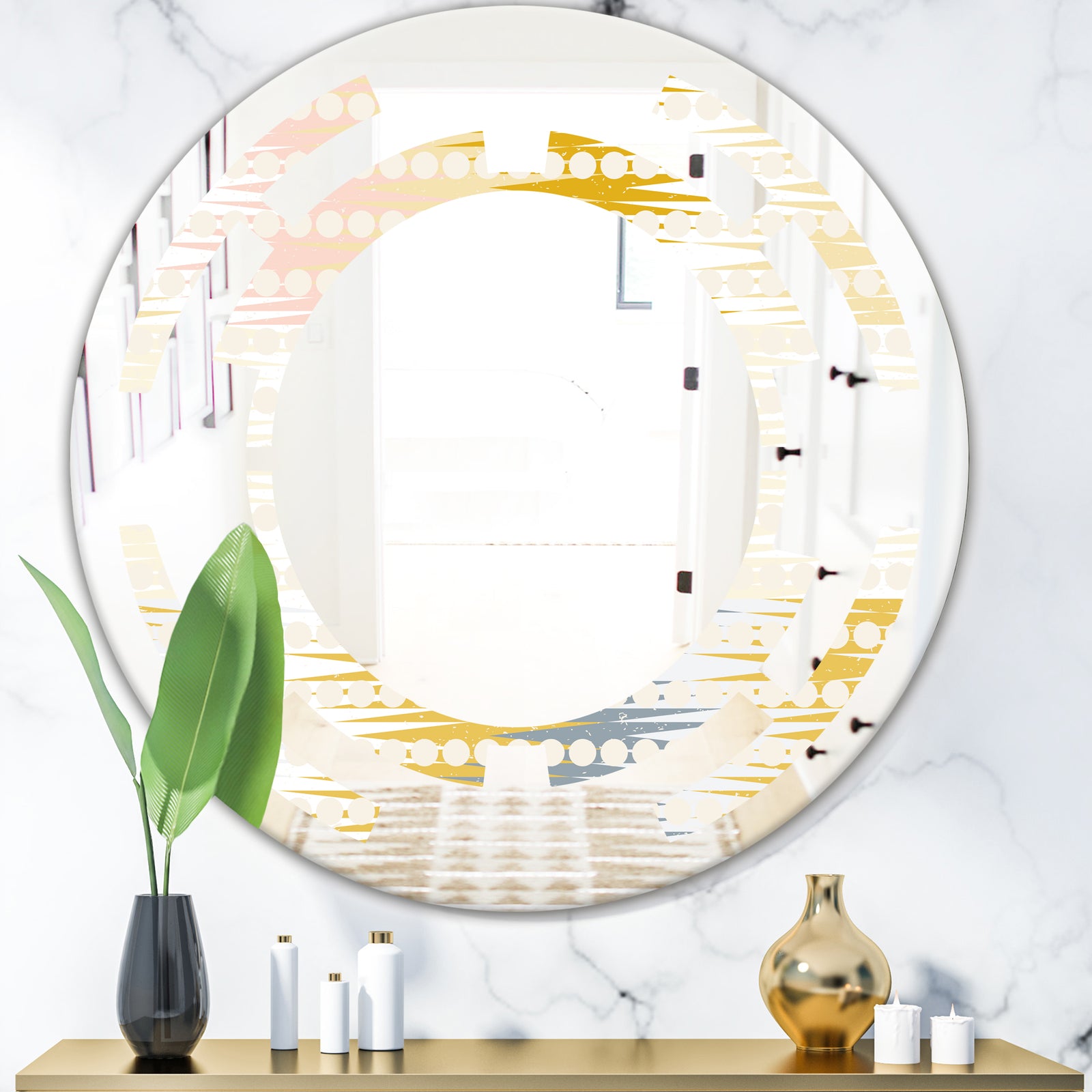 Retro Abstract Design VIII - Modern Round or Oval Wall Mirror - Space