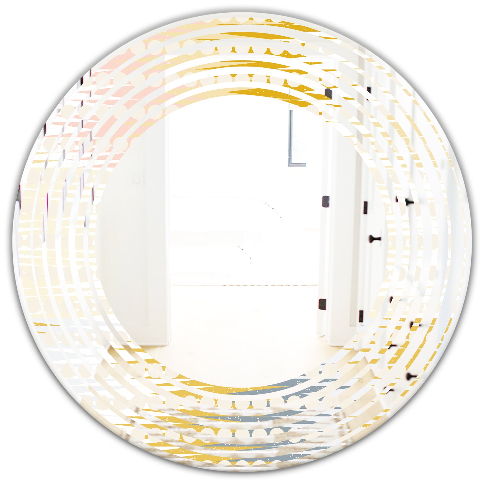 Retro Abstract Design VIII - Modern Round or Oval Wall Mirror - Wave