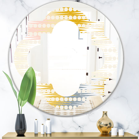 Retro Abstract Design VIII - Modern Round or Oval Wall Mirror - Quatrefoil