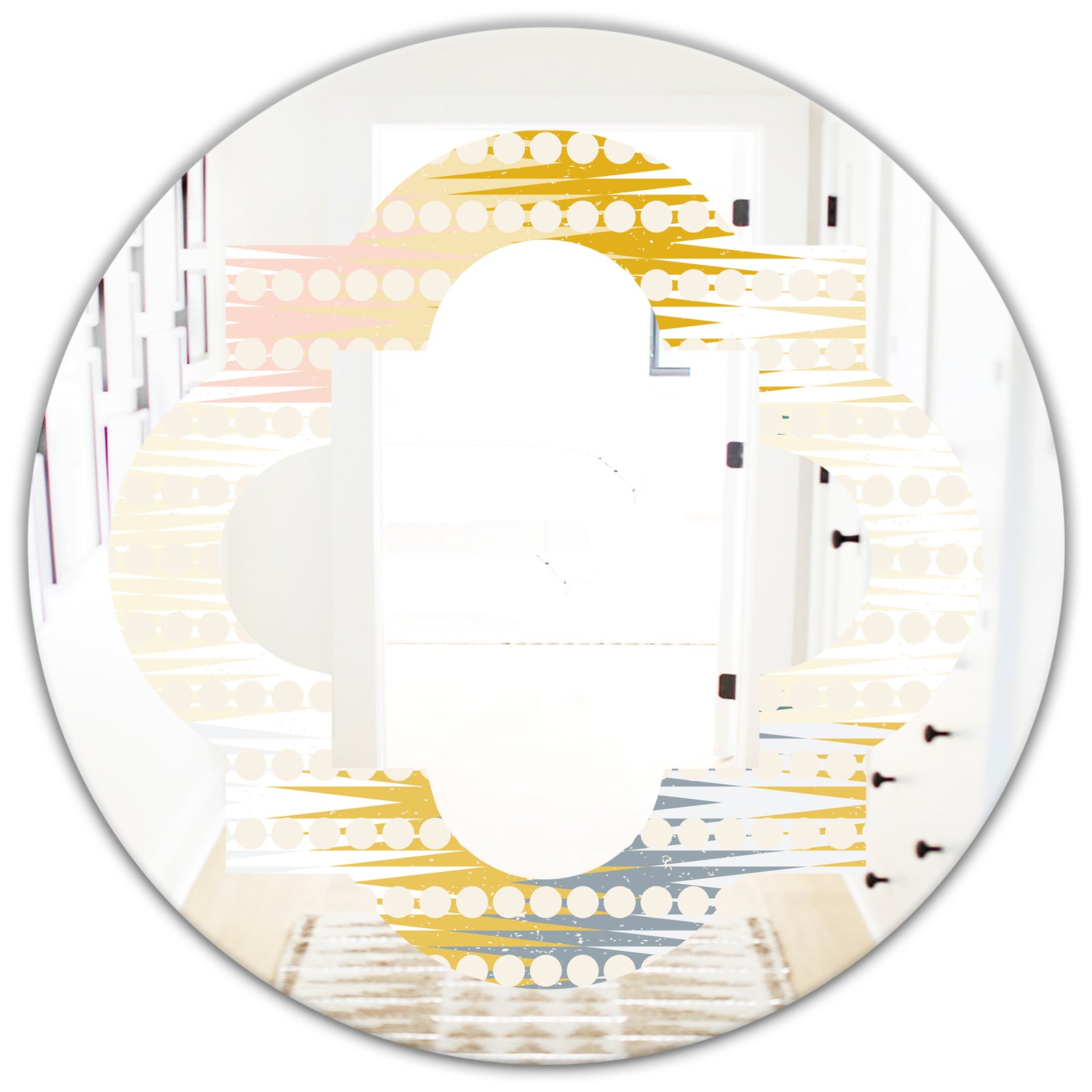 Retro Abstract Design VIII - Modern Round or Oval Wall Mirror - Quatrefoil