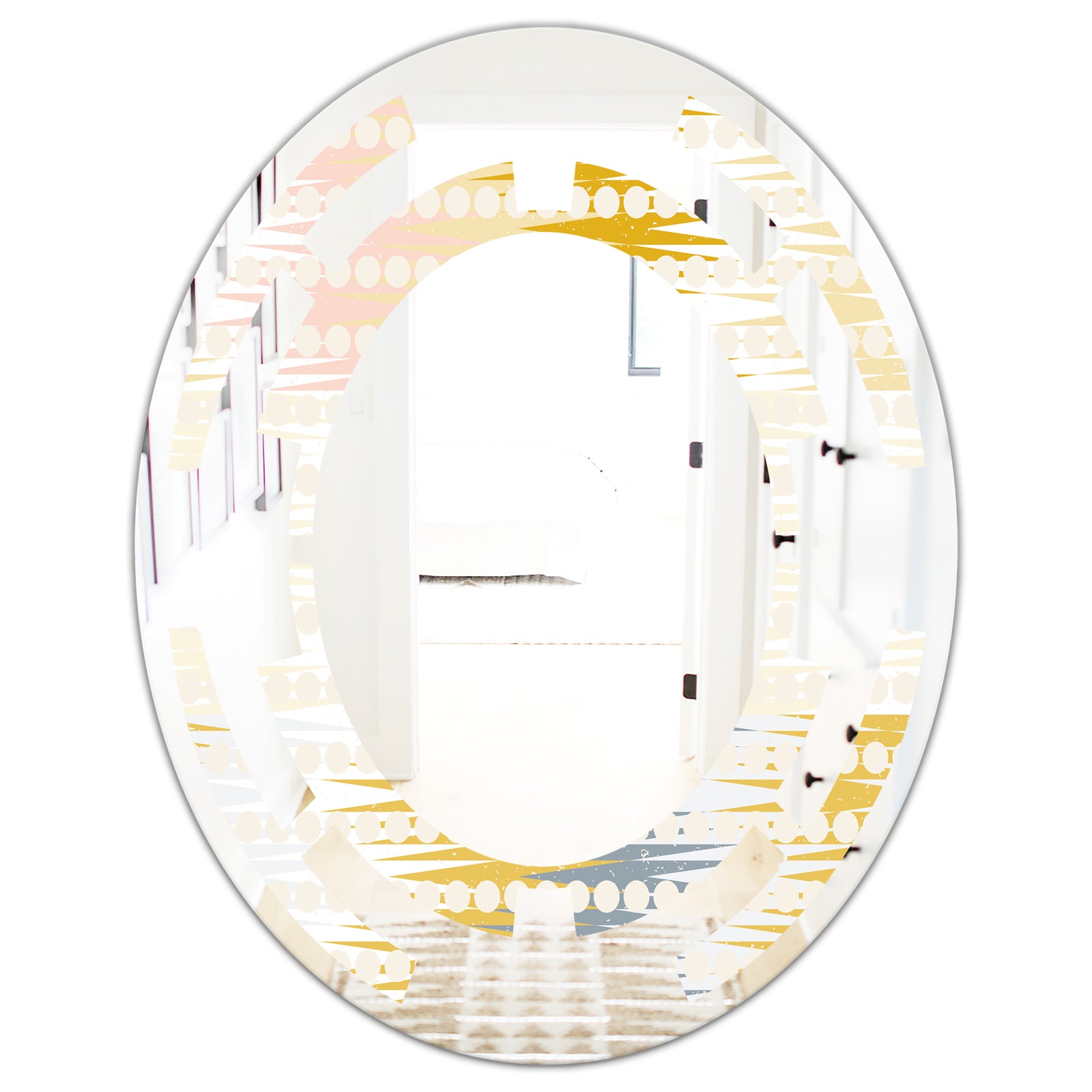 Retro Abstract Design VIII - Modern Round or Oval Wall Mirror - Space