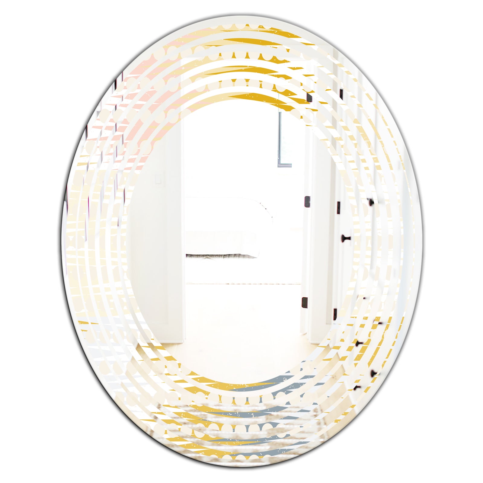 Retro Abstract Design VIII - Modern Round or Oval Wall Mirror - Wave