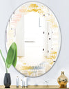 Retro Abstract Design VIII - Modern Round or Oval Wall Mirror - Leaves