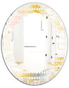 Retro Abstract Design VIII - Modern Round or Oval Wall Mirror - Leaves