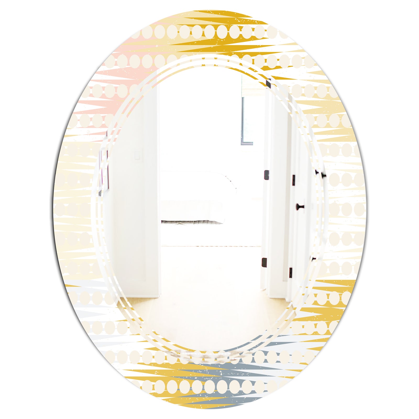 Retro Abstract Design VIII - Modern Round or Oval Wall Mirror - Triple C