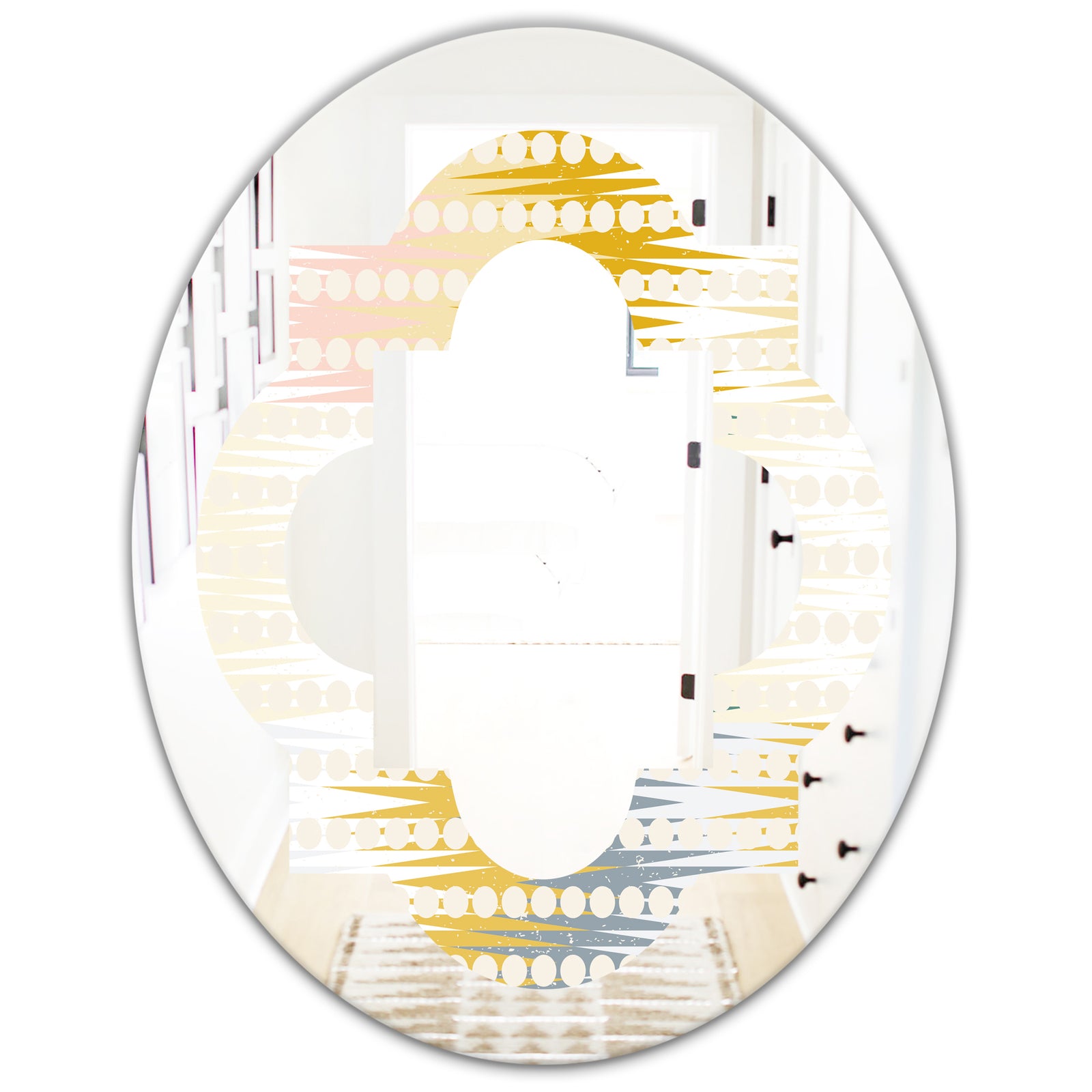Retro Abstract Design VIII - Modern Round or Oval Wall Mirror - Quatrefoil