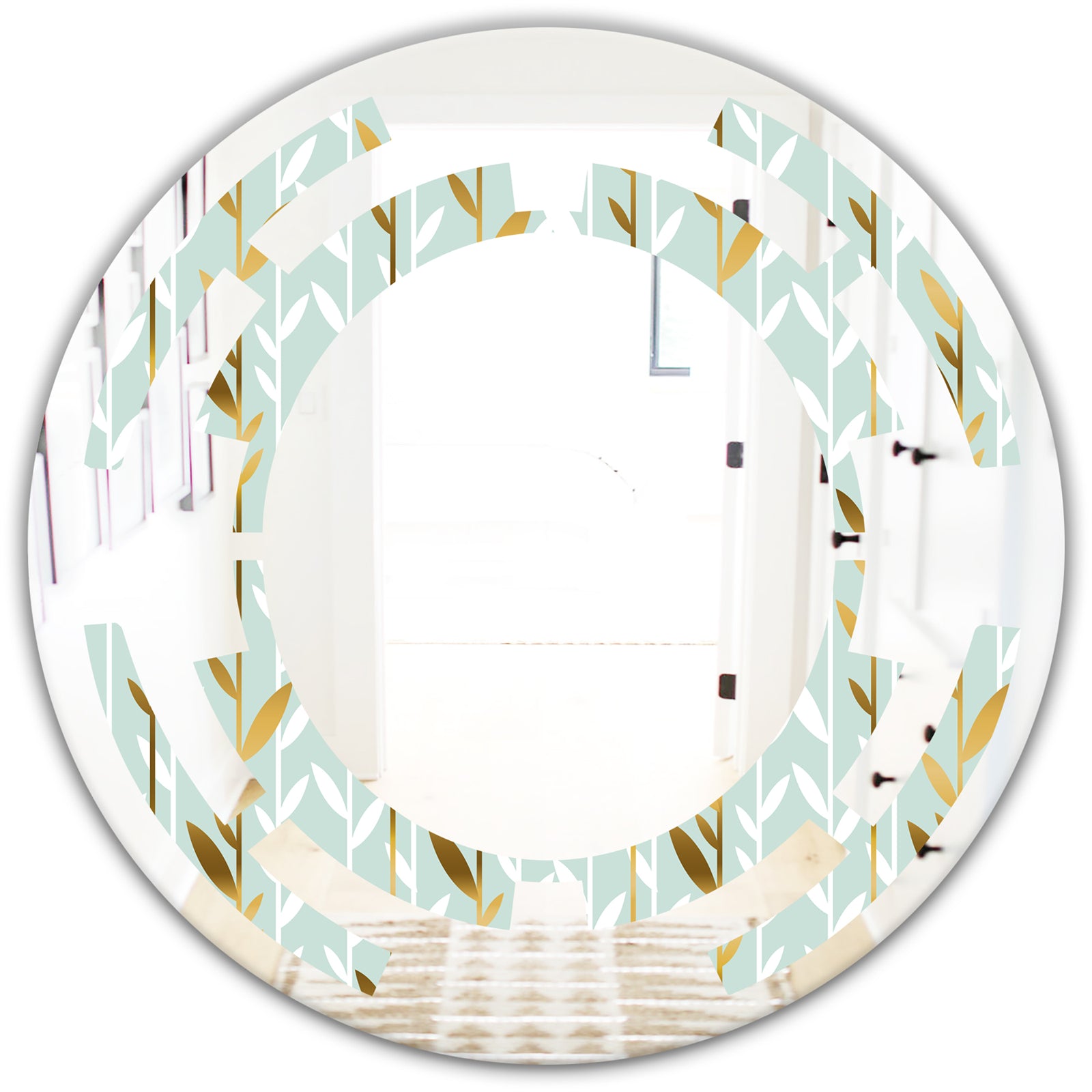 Golden Foliage I - Modern Round or Oval Wall Mirror - Space