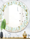 Golden Foliage I - Modern Round or Oval Wall Mirror - Leaves