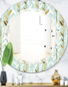 Golden Foliage I - Modern Round or Oval Wall Mirror - Triple C
