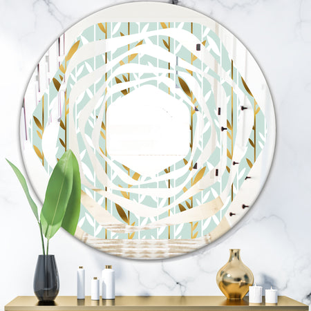 Golden Foliage I - Modern Round or Oval Wall Mirror - Whirl