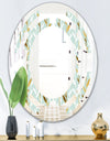 Golden Foliage I - Modern Round or Oval Wall Mirror - Space