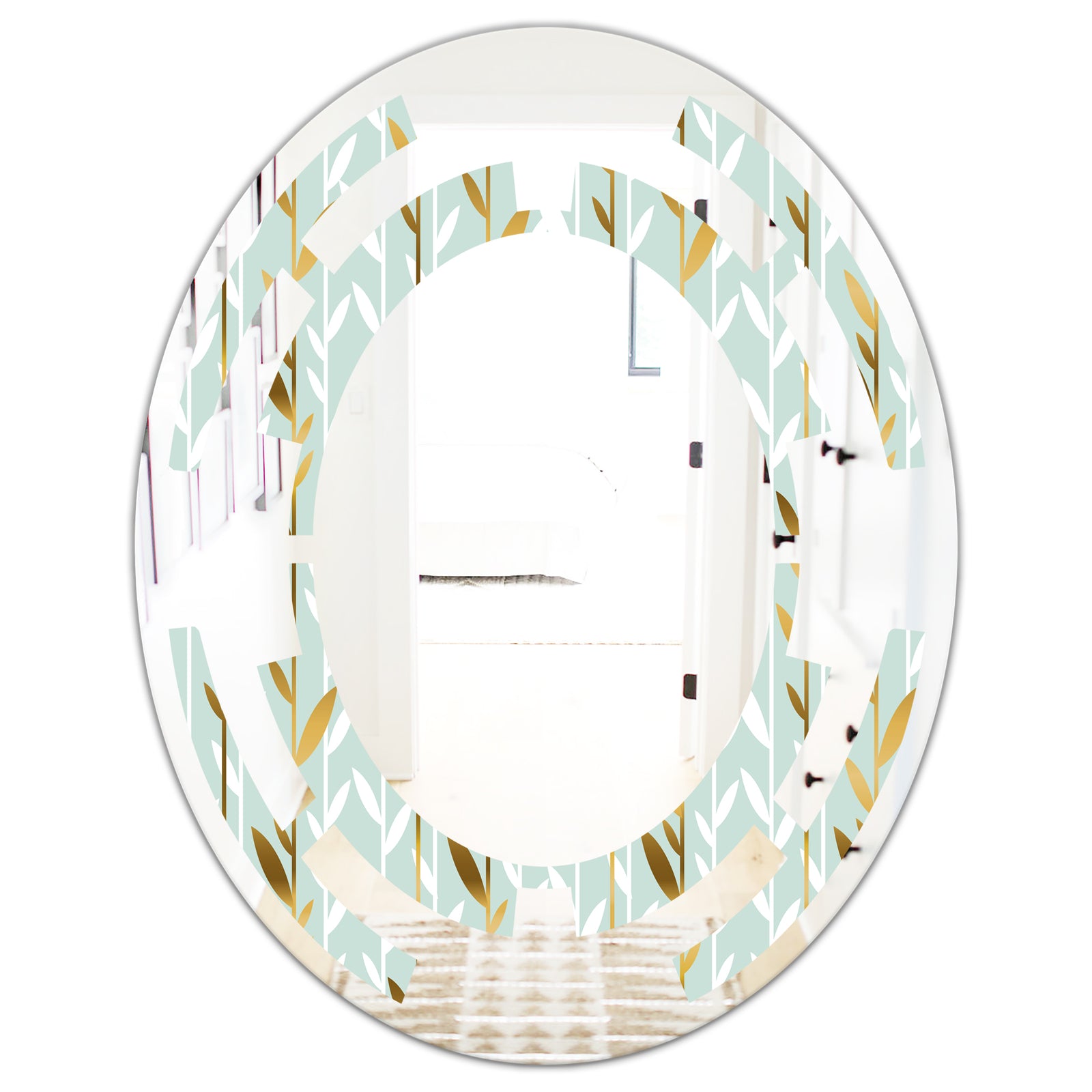 Golden Foliage I - Modern Round or Oval Wall Mirror - Space