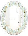 Golden Foliage I - Modern Round or Oval Wall Mirror - Leaves