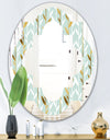 Golden Foliage I - Modern Round or Oval Wall Mirror - Quatrefoil
