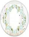 Golden Foliage I - Modern Round or Oval Wall Mirror - Quatrefoil