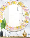 Golden Geometrical Fish Scale - Modern Round or Oval Wall Mirror - Leaves