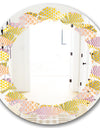 Golden Geometrical Fish Scale - Modern Round or Oval Wall Mirror - Leaves