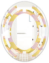 Golden Geometrical Fish Scale - Modern Round or Oval Wall Mirror - Space