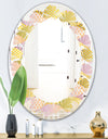 Golden Geometrical Fish Scale - Modern Round or Oval Wall Mirror - Leaves
